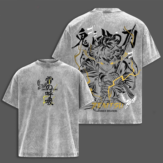 Zenitsu Demon Slayer Vintage Washed Unisex Polera