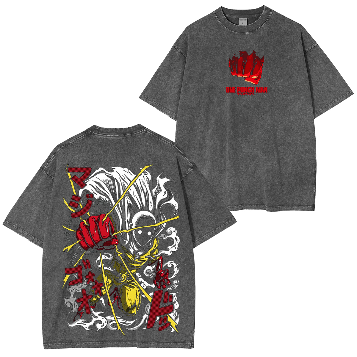 One-Punch Man Polera Lavada Vintage
