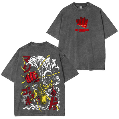 One-Punch Man Polera Lavada Vintage