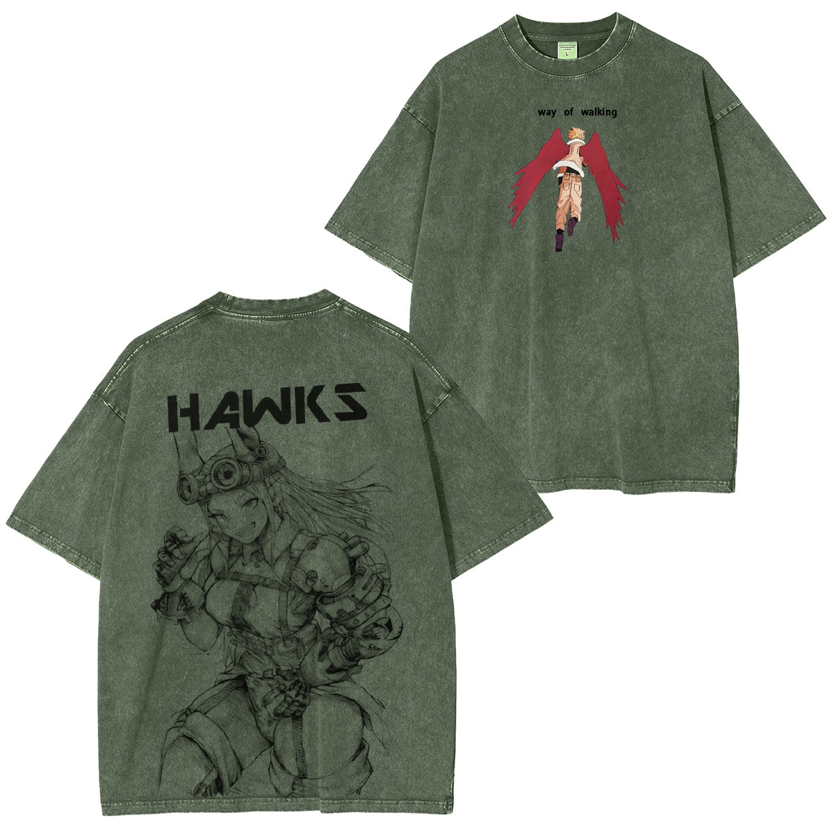 Mirko x Hawks My Hero Academia Polera Lavada Vintage