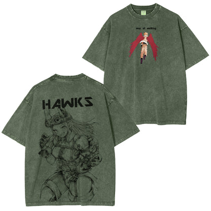 Mirko x Hawks My Hero Academia Polera Lavada Vintage