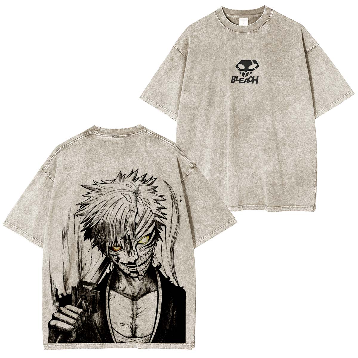 Ichigo Bleach Anime Double Printed Polera Lavada Vintage
