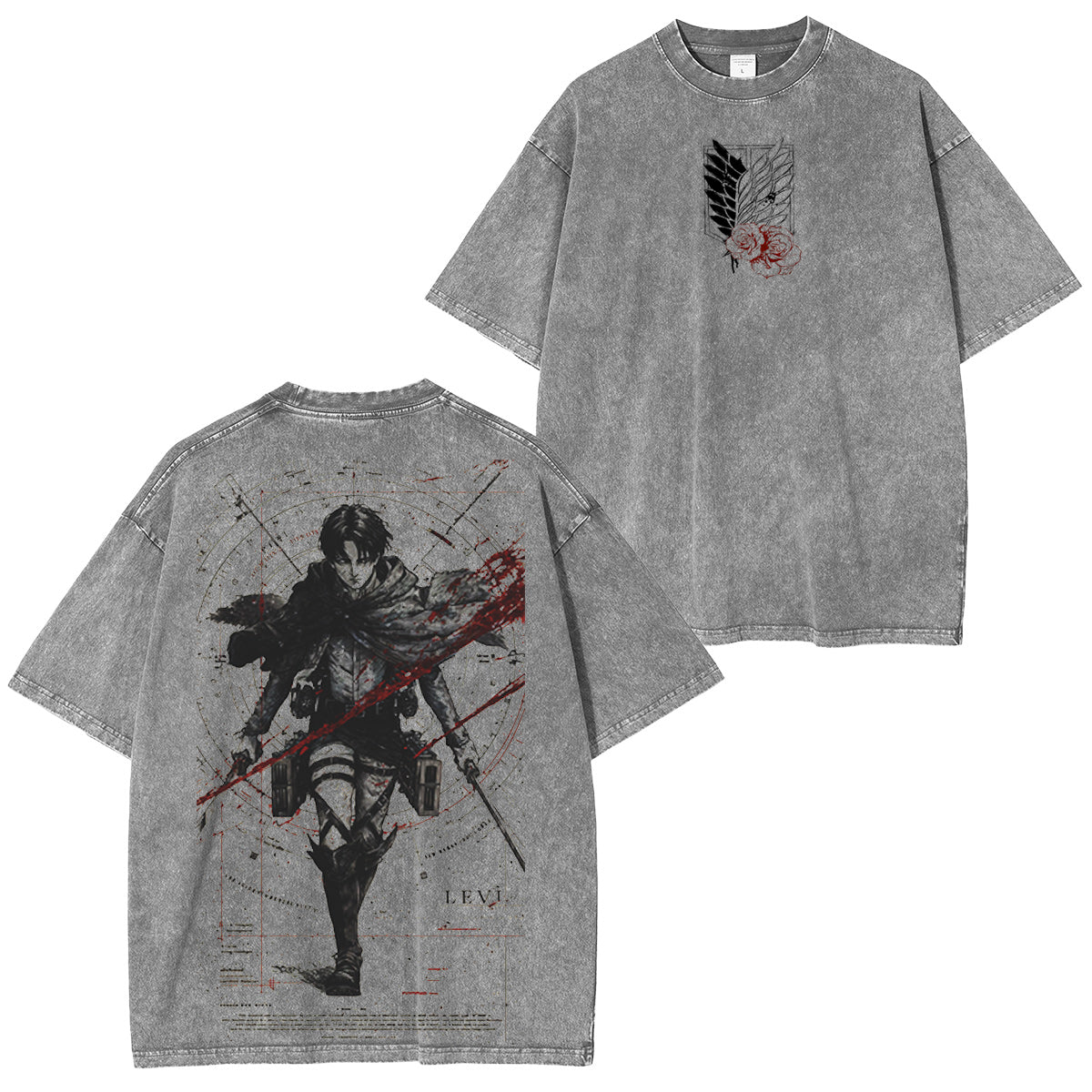 Attack on Titan :Levi Ackerman Polera Lavada Vintage