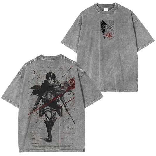 Attack on Titan :Levi Ackerman Polera Lavada Vintage
