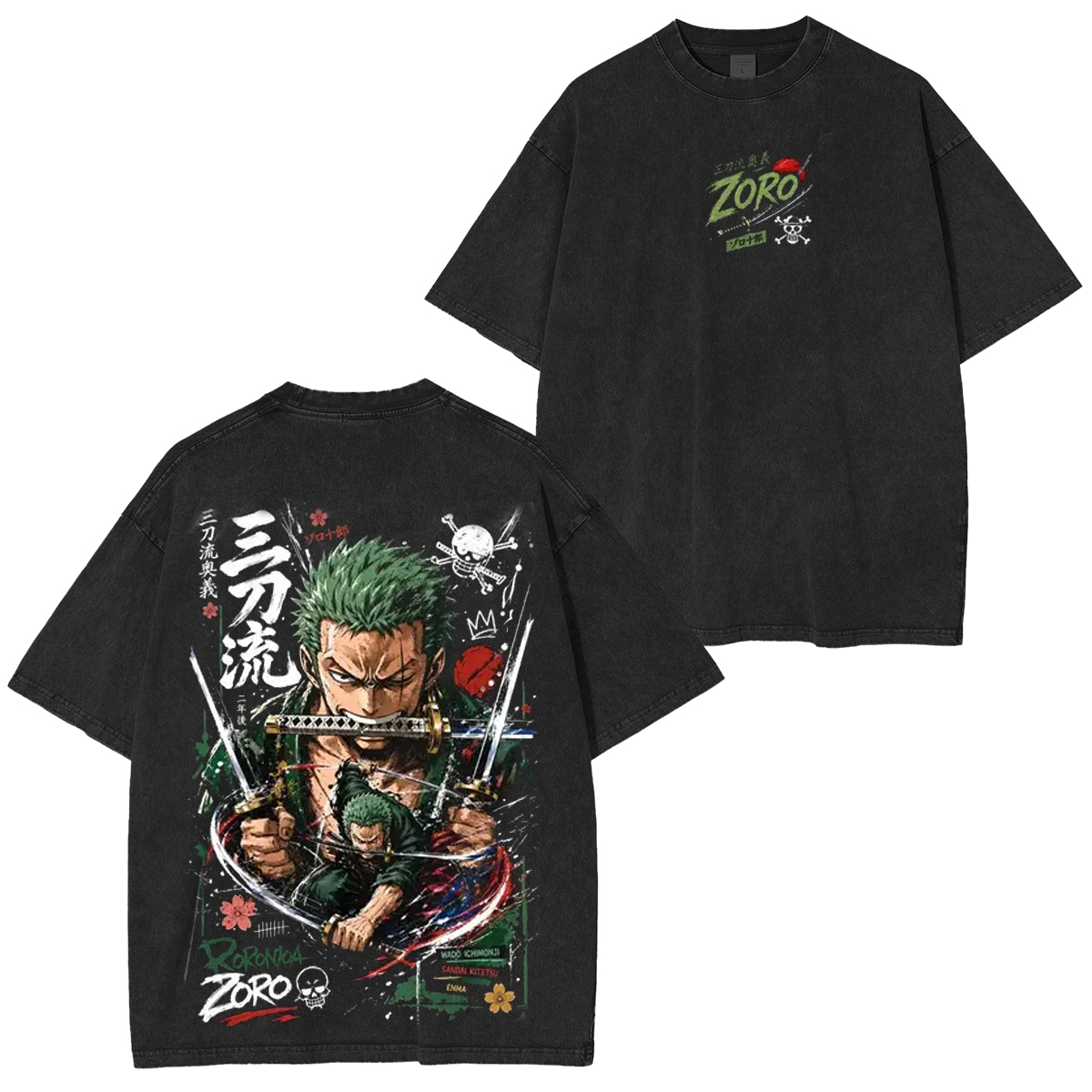 Zoro One Piece Anime Polera Lavada