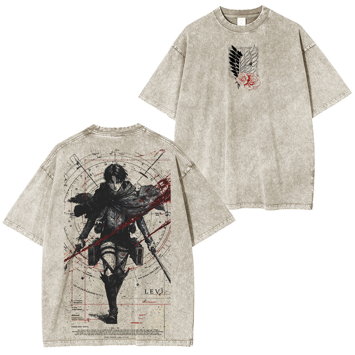 Attack on Titan :Levi Ackerman Polera Lavada Vintage