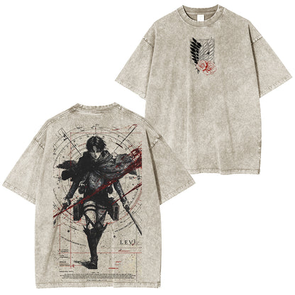 Attack on Titan :Levi Ackerman Polera Lavada Vintage