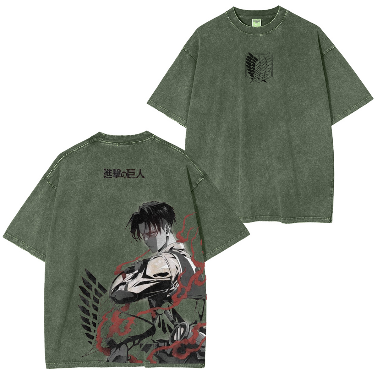 Levi Ackerman Vintage Washed Unisex Polera
