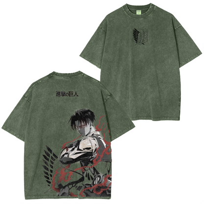 Levi Ackerman Vintage Washed Unisex Polera