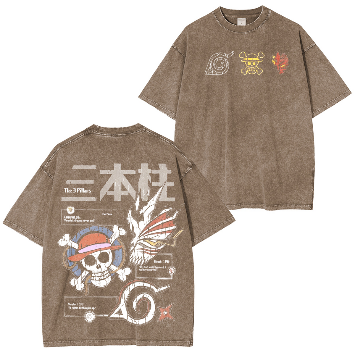 Bleach,One piece, Naruto AnimeWashed Polera