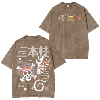 Bleach,One piece, Naruto AnimeWashed Polera
