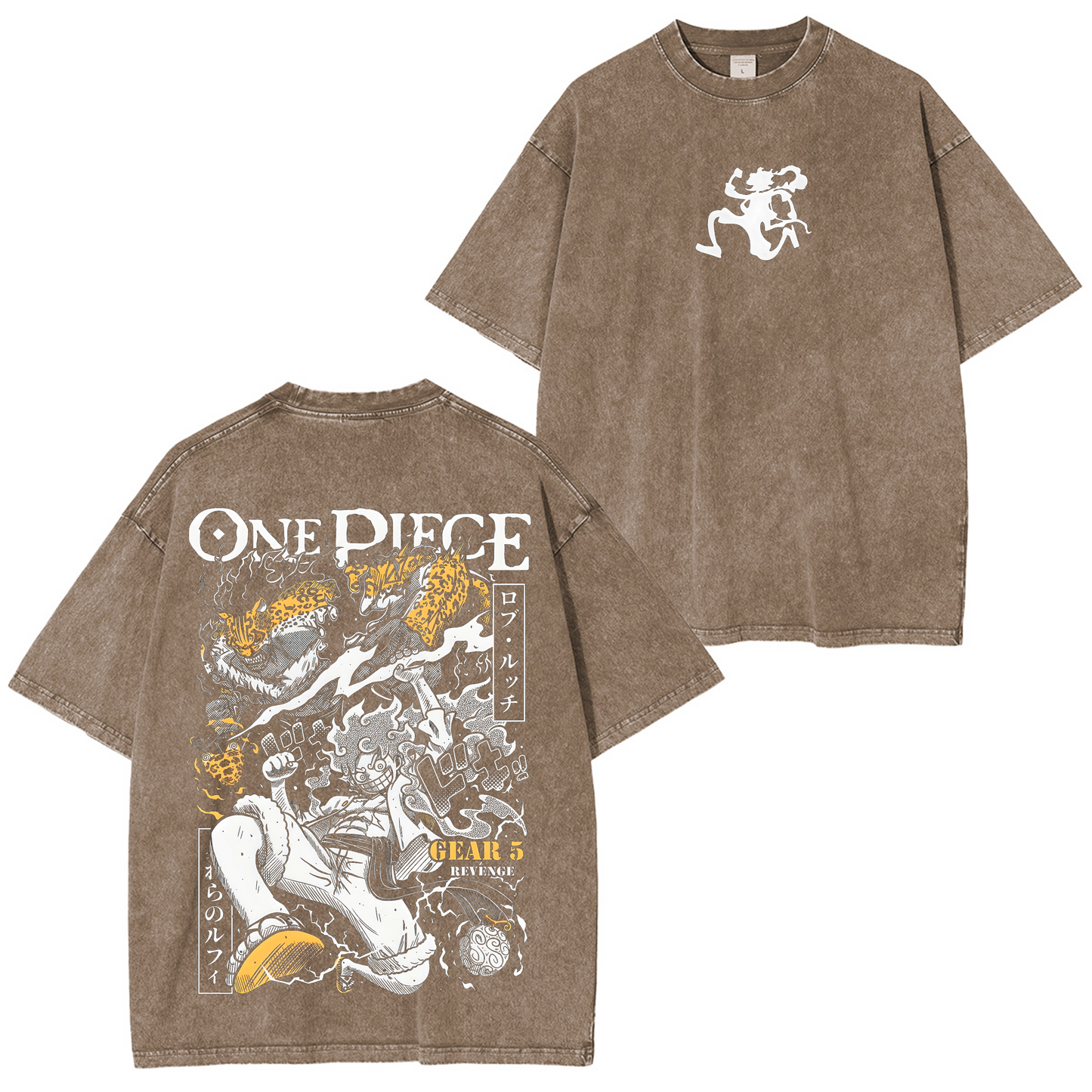 Gear 5 Luffy,One Piece Oversized Anime Washed T-shirt/Crewneck/Hoodie