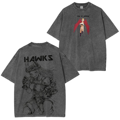 Mirko x Hawks My Hero Academia Polera Lavada Vintage