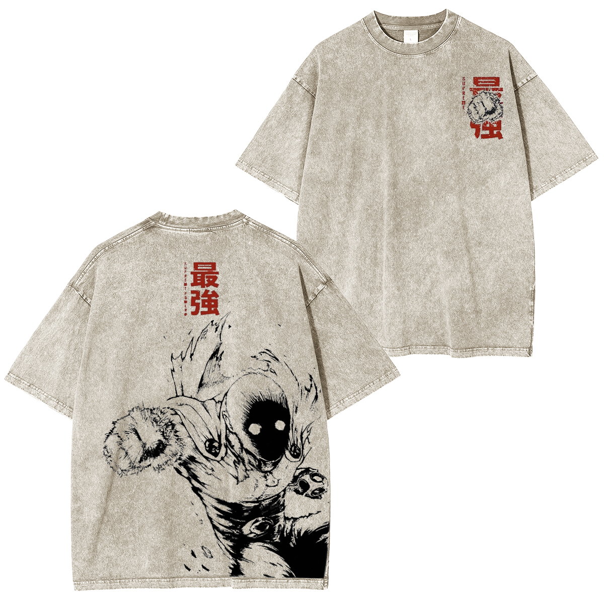 One Punch Man Polera Lavada Vintage