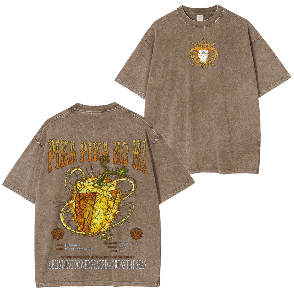 Pika Pika no Mi One Piece Vintage Washed T-shirt/Crewneck/Hoodie