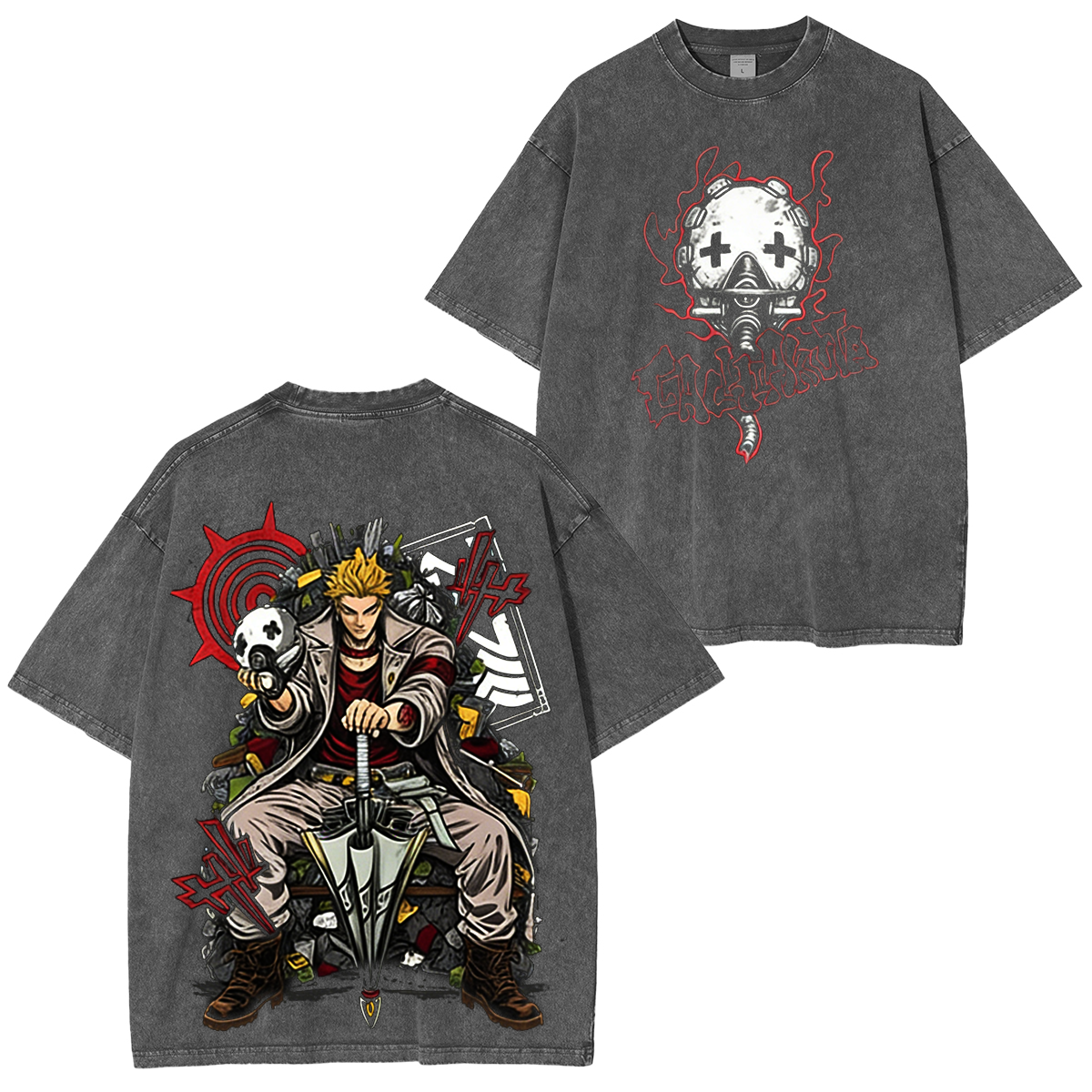 Zanka Enjin Rudo Print Gachiakuta Anime Washed T-shirt/Crewneck/Hoodie