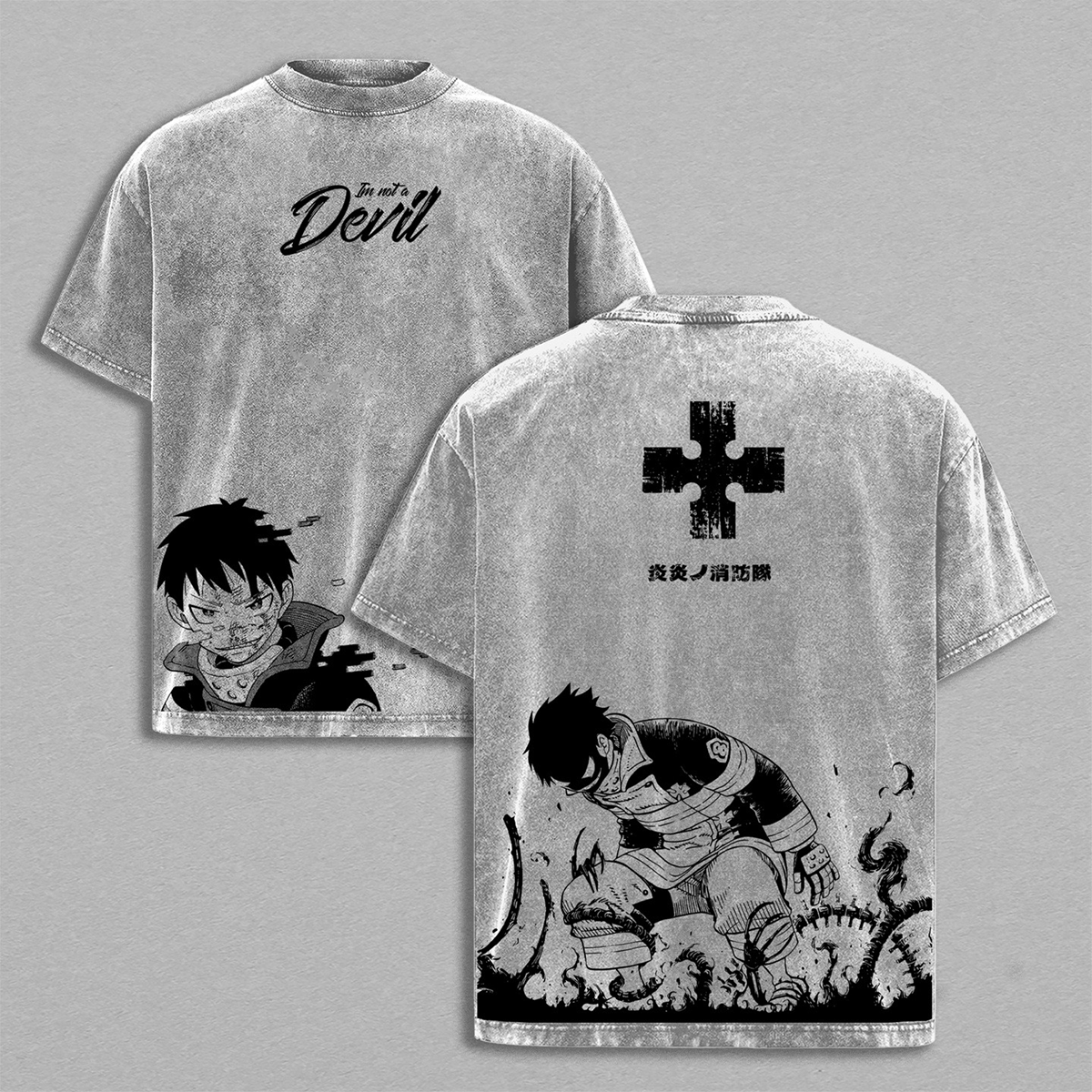 Fire Force Washed T-shirt/Crewnec