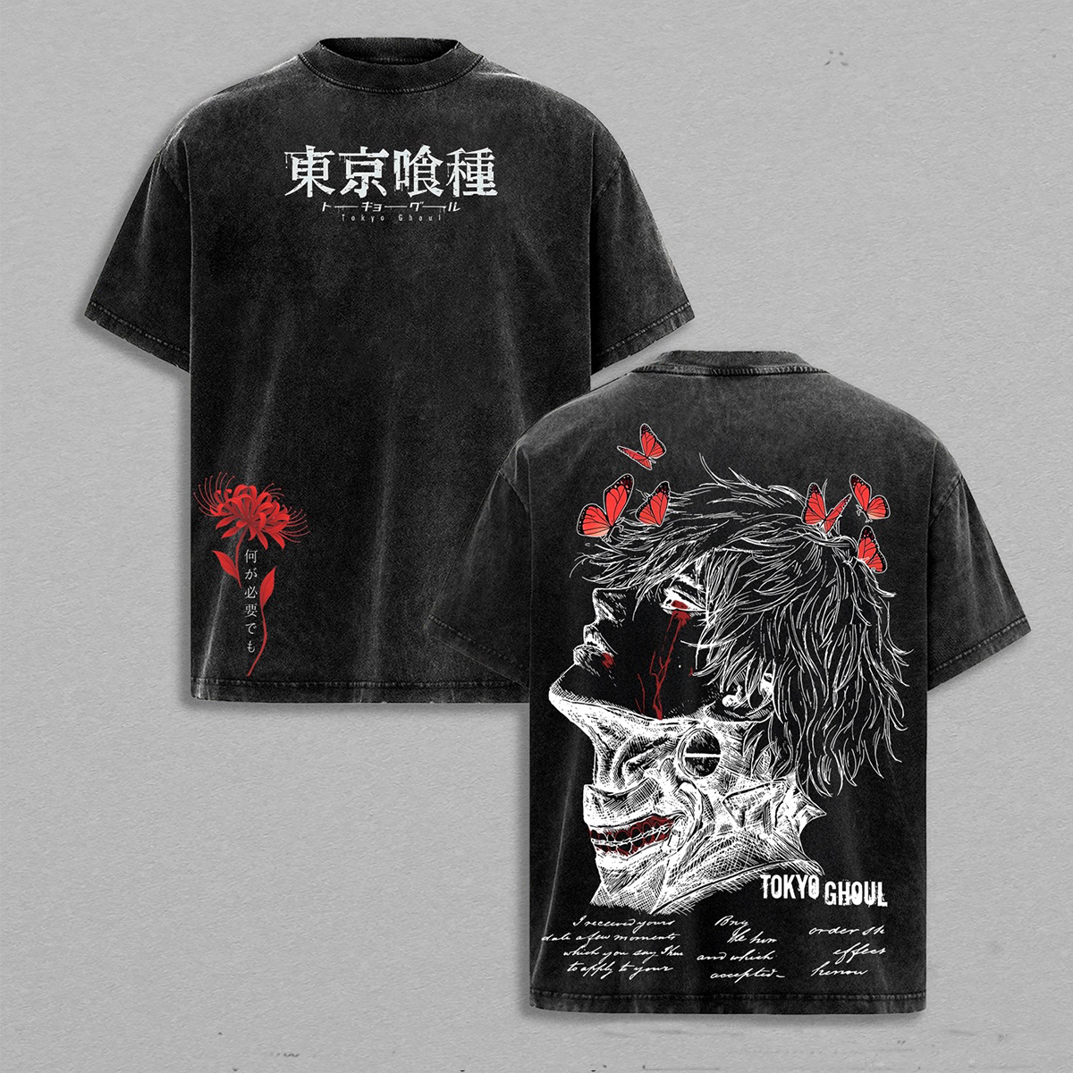 Ken Kaneki Tokyo Ghoul Washed T-shirt/Crewnec