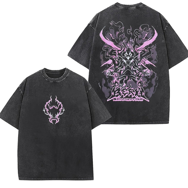 Solo Leveling Printed Polera Unisex Lavada