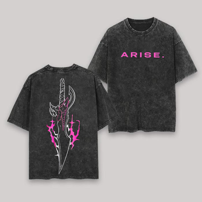 Solo Leveling Printed Polera Unisex Lavada