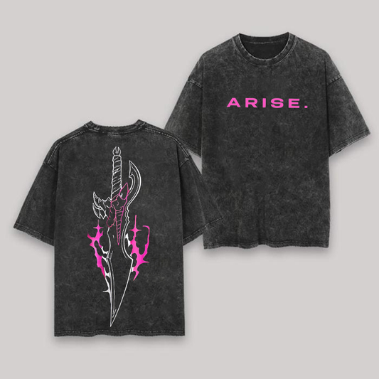 Solo Leveling Printed Polera Unisex Lavada