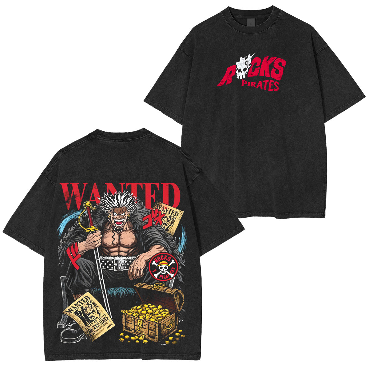 One Piece anime ：Rocks Pirates Vintage washed T-shirt/Crewneck/Hoodie