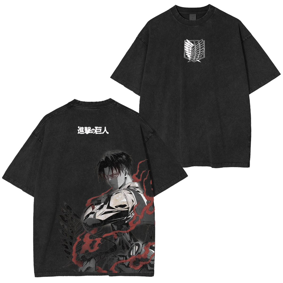 Levi Ackerman Vintage Washed Unisex Polera