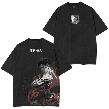 Levi Ackerman Vintage Washed Unisex Polera