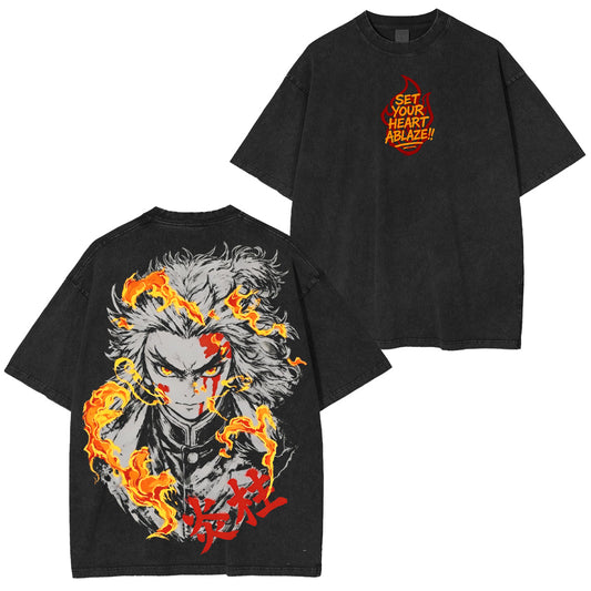 Kyojuro Rengoku Demon Slayer Polera Lavada