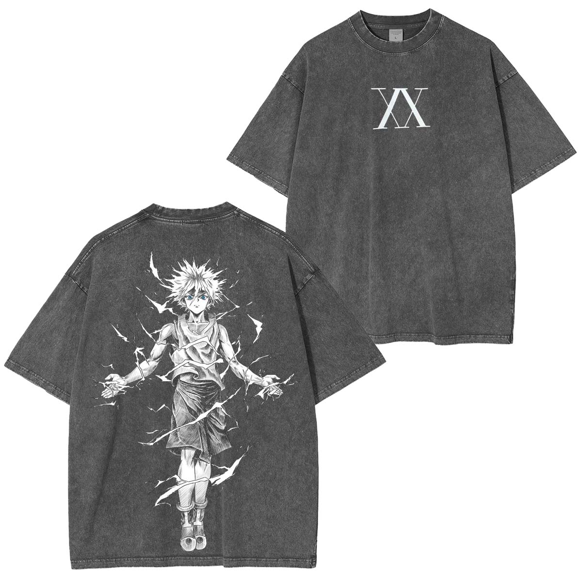 Hunter x Hunter Anime Printed Oversized Polera Lavada