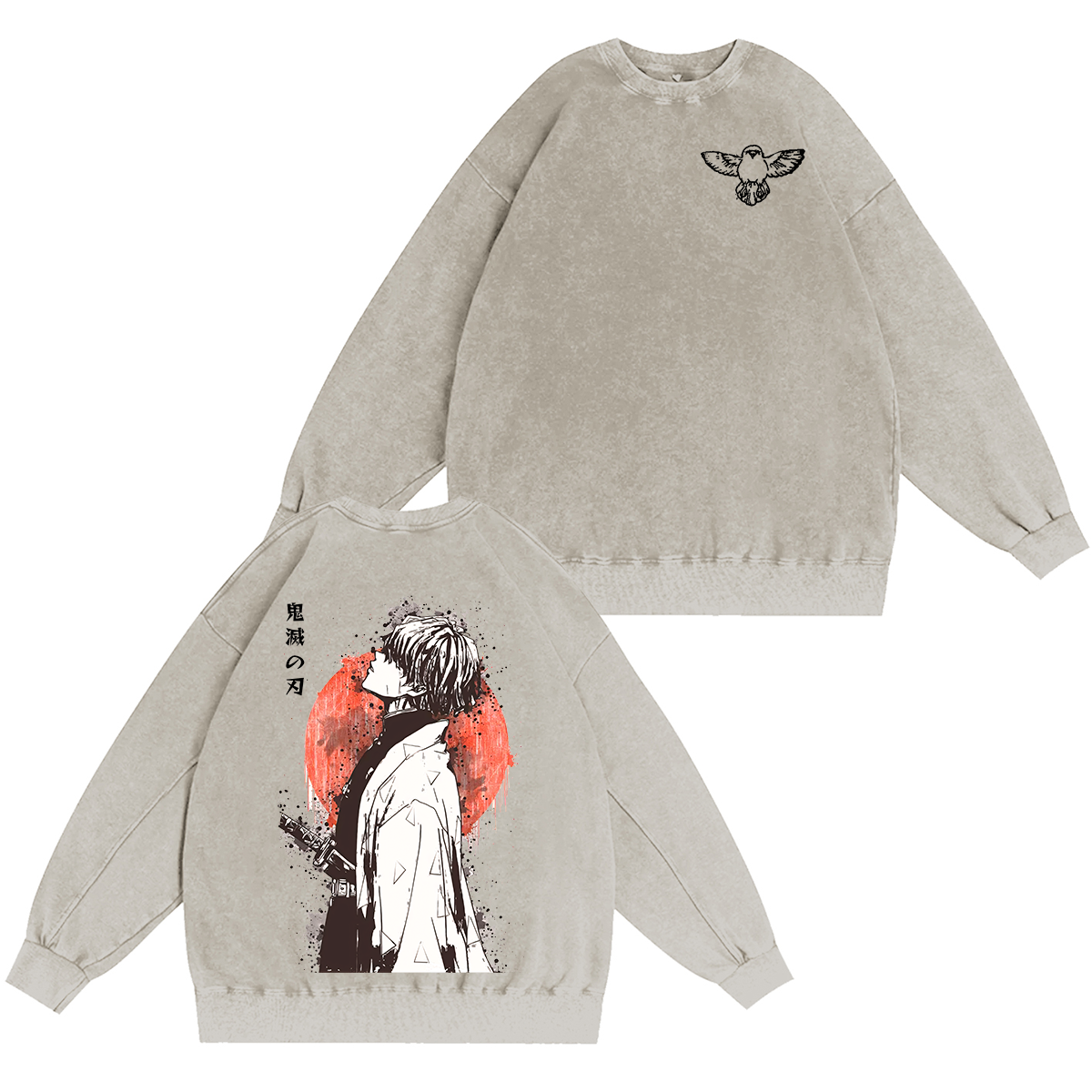Zenitsu Demon Slayer Anime Unisex Washed Crewneck Sweatshirt