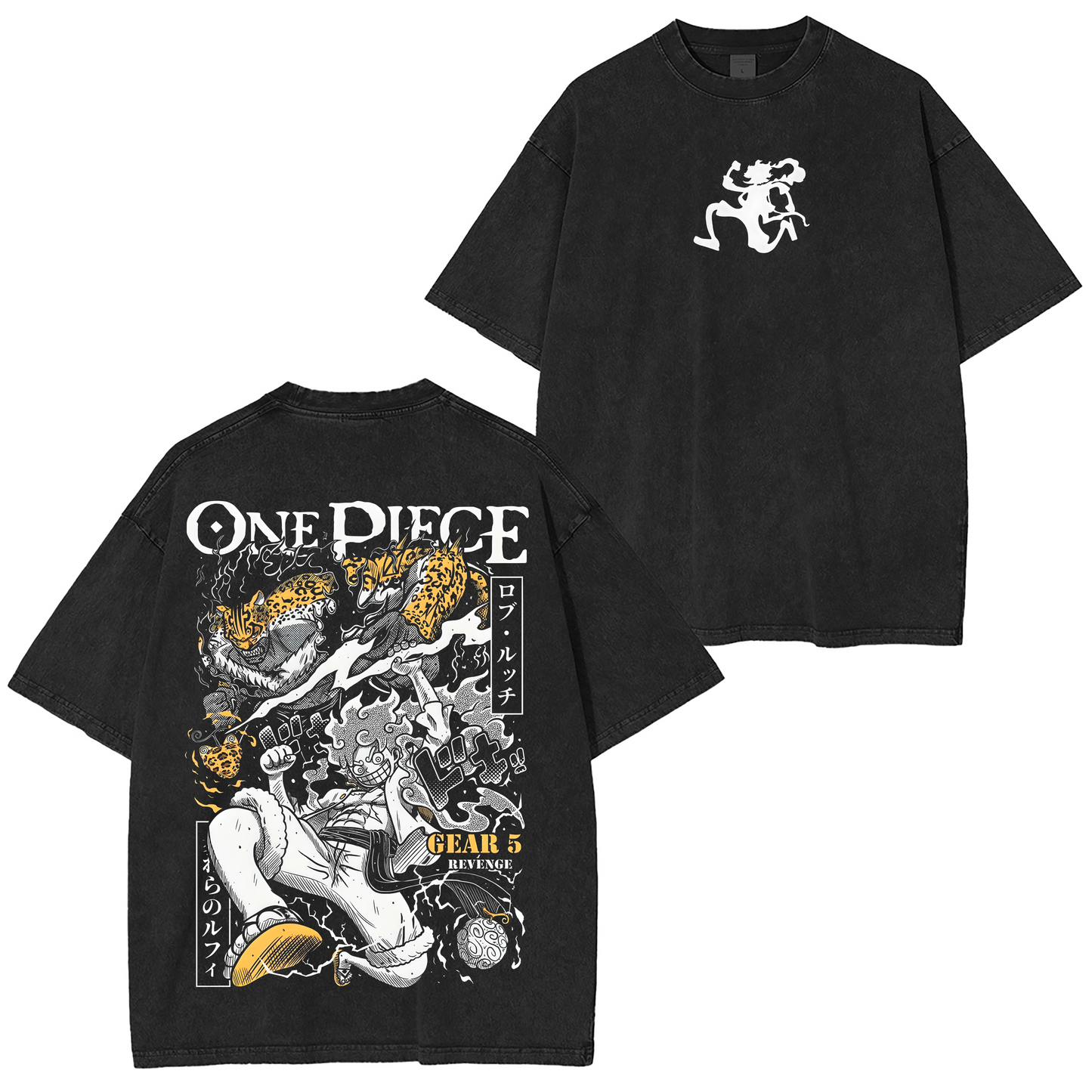 Gear 5 Luffy,One Piece Oversized Anime Washed T-shirt/Crewneck/Hoodie