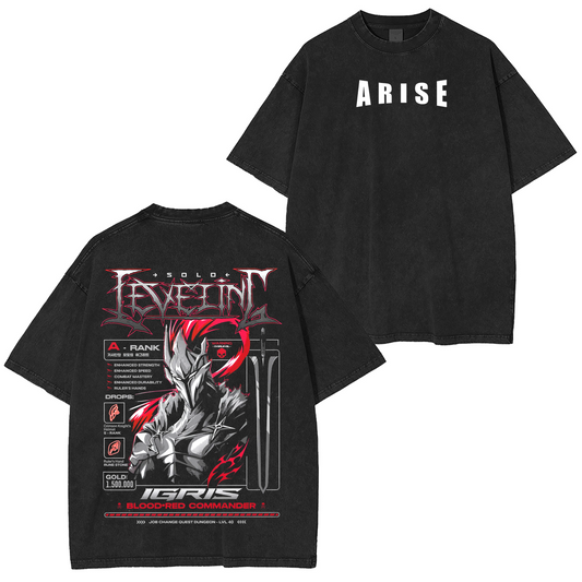 Igris Solo Leveling Vintage Anime Washed T-shirt/Crewneck/Hoodie
