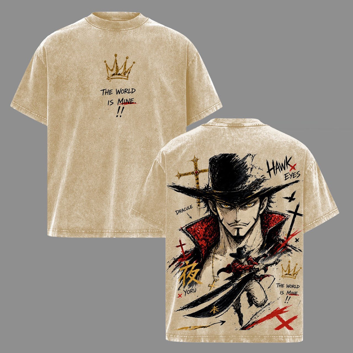 One Piece Mihawk Anime Polera Lavada