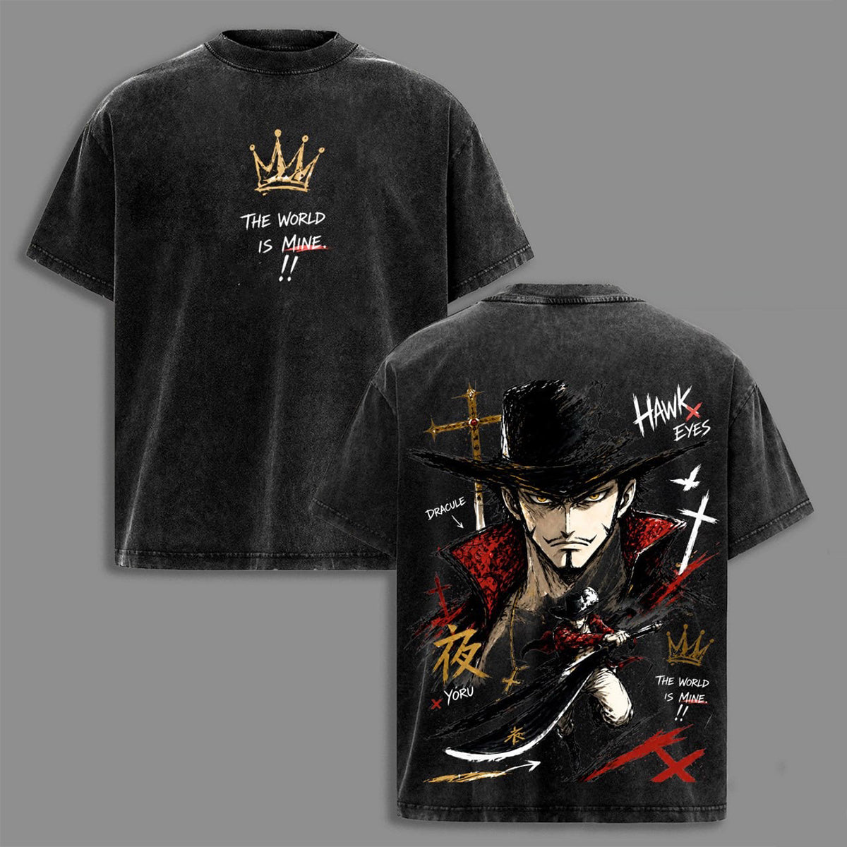 One Piece Mihawk Anime Polera Lavada