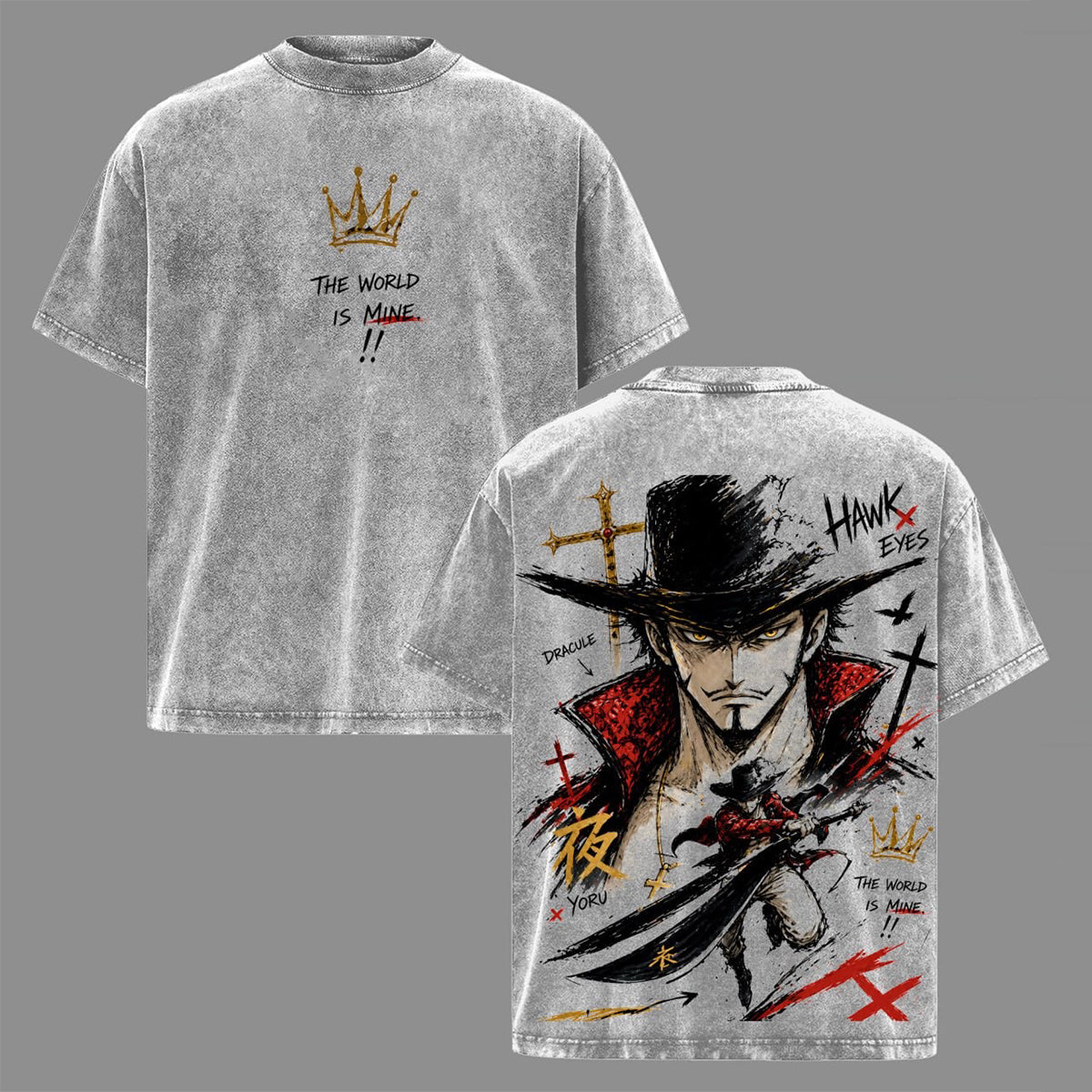 One Piece Mihawk Anime Polera Lavada