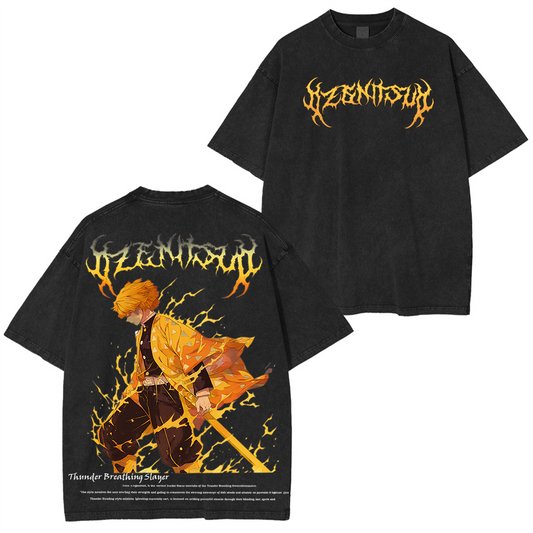 Anime Kyojuro Rengoku Demon Slayer Graphic Vintage T-Shirt