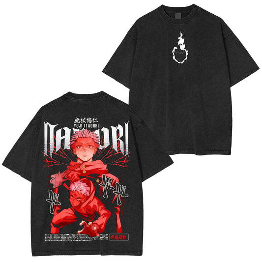 Jujutsu Kaisen Itadori Yuuji Vintage Washed T-shirt/Crewneck/Hoodie