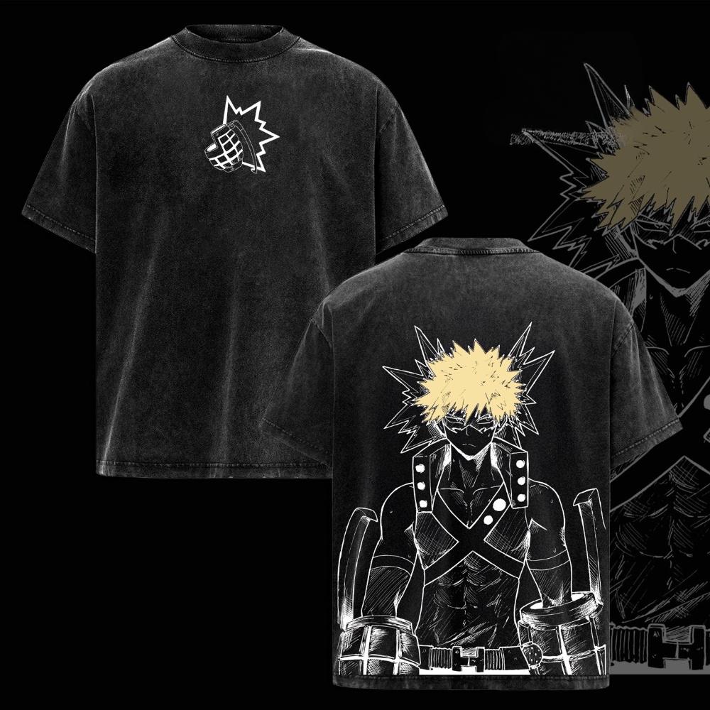 Katsuki Bakugo My Hero Academia Polera Lavada Vintage