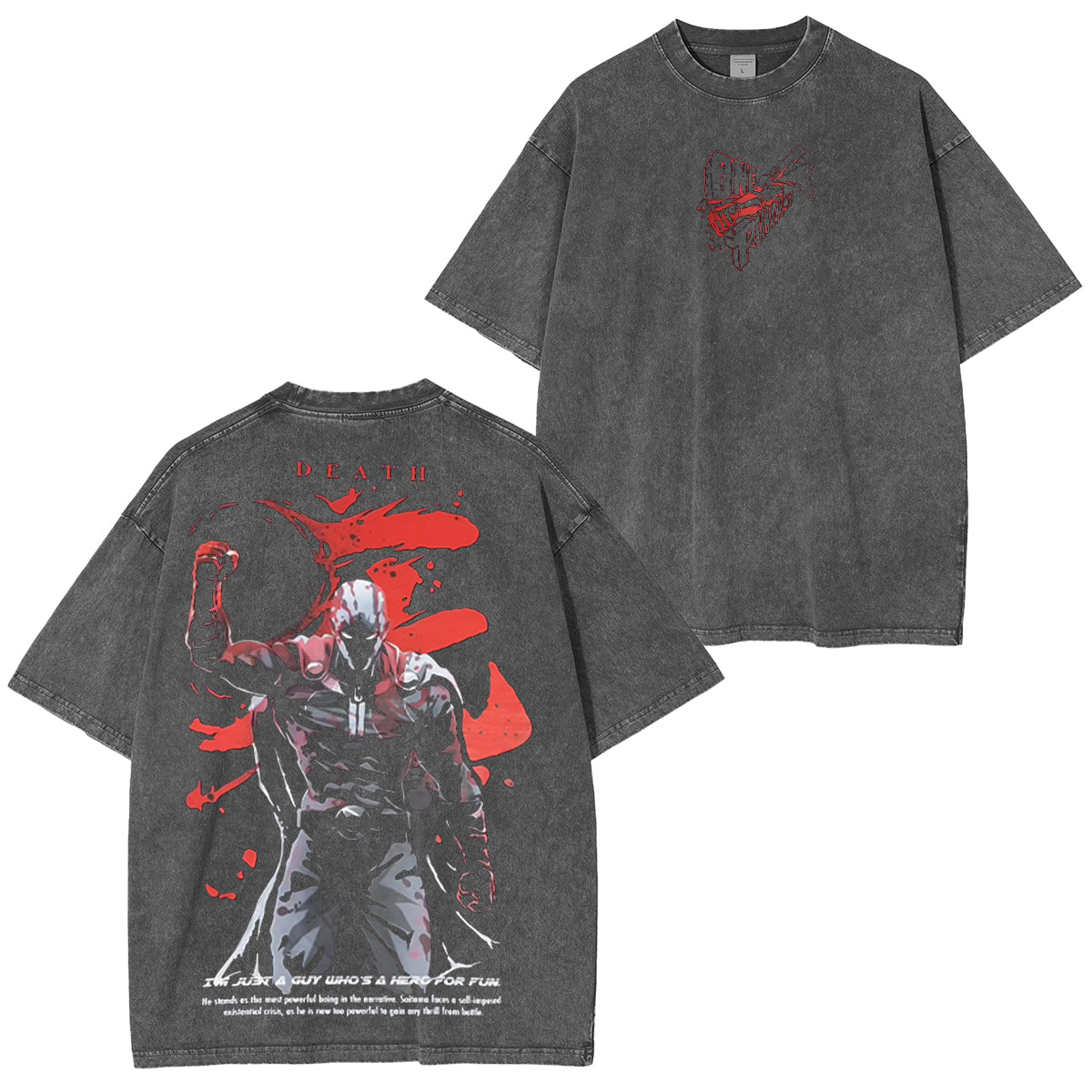 One Punch Man Polera Lavada Vintage