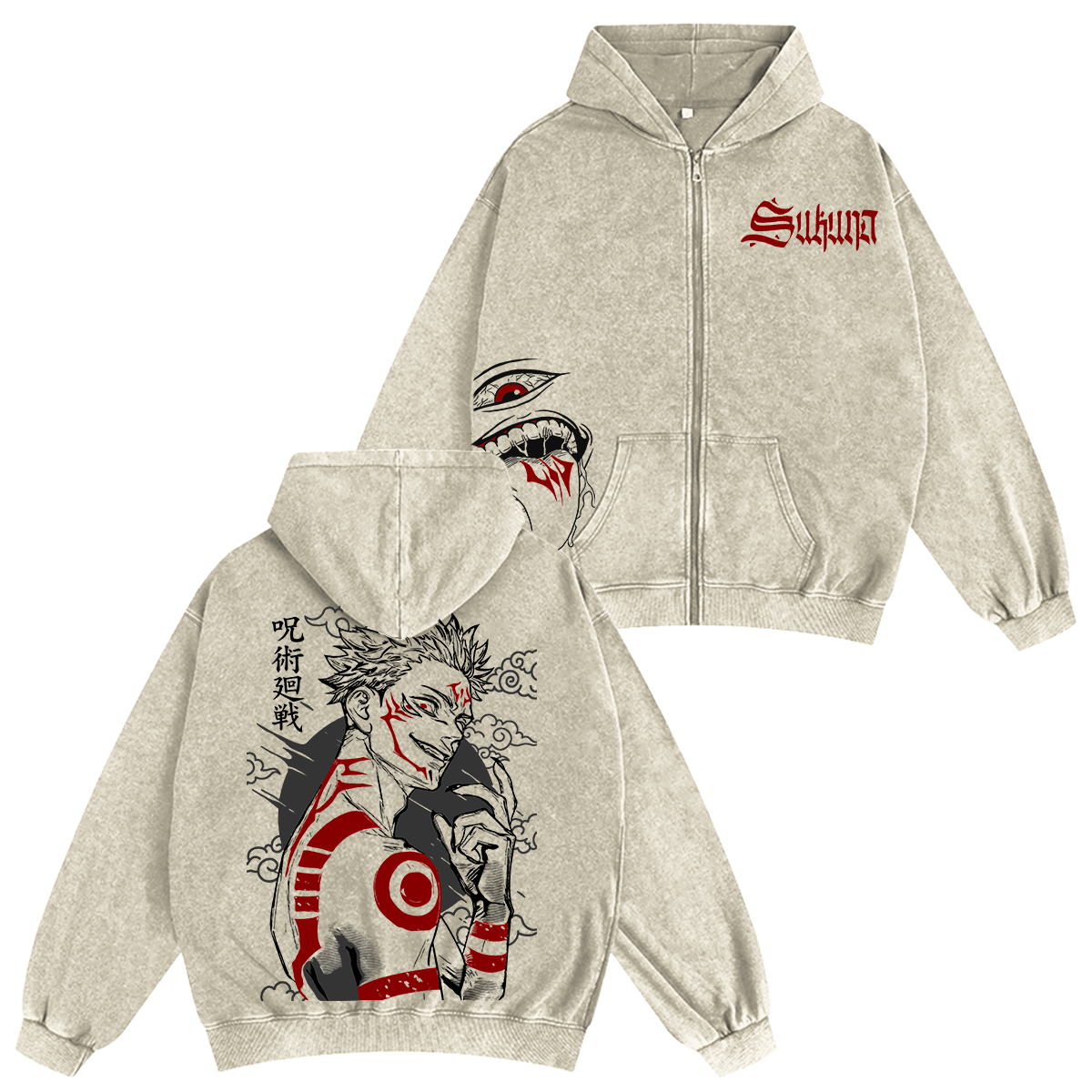 Jujutsu Kaisen Sukuna Washed T-shirt/Crewneck/Hoodie