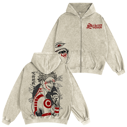Jujutsu Kaisen Sukuna Washed T-shirt/Crewneck/Hoodie