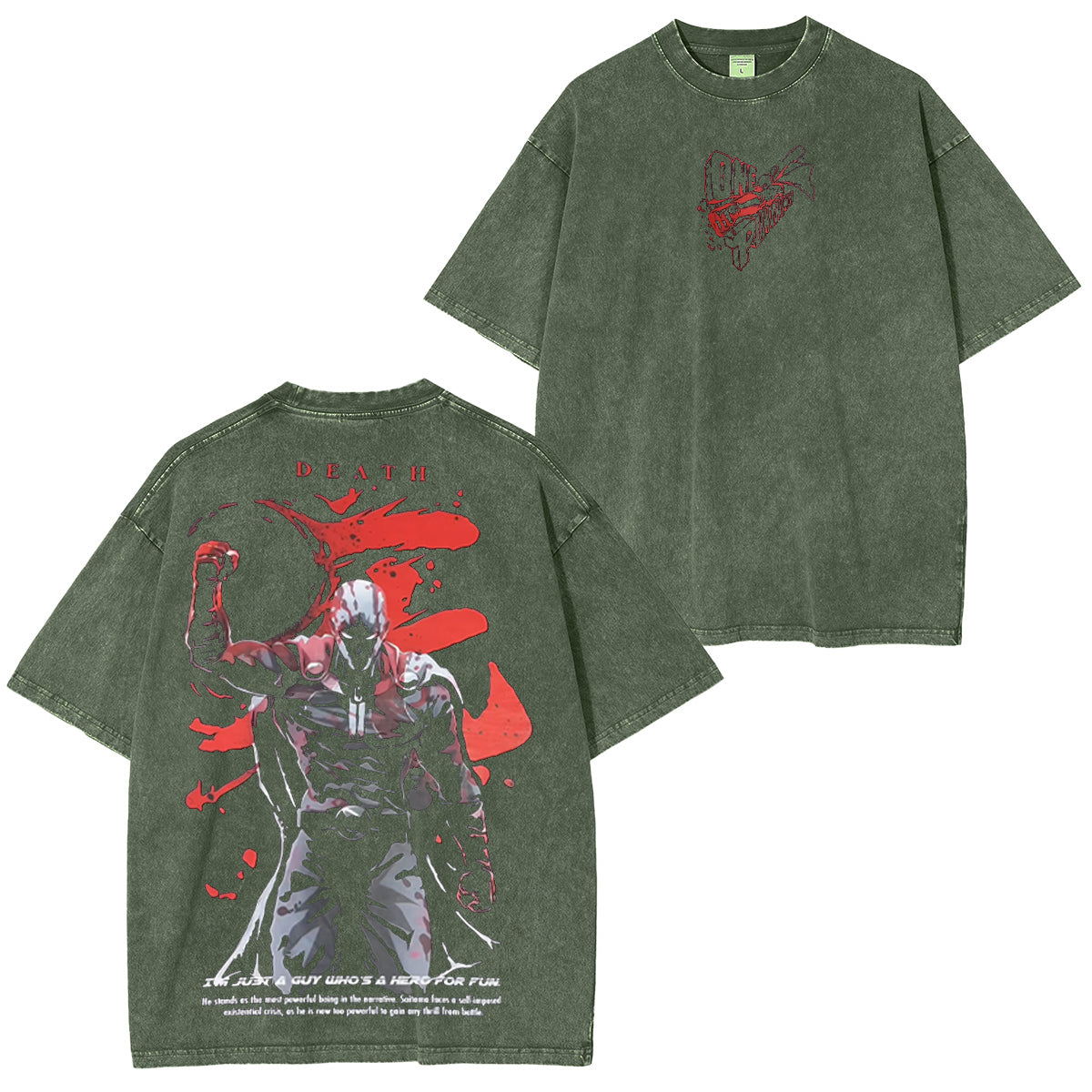 One Punch Man Polera Lavada Vintage