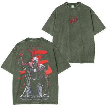 One Punch Man Polera Lavada Vintage