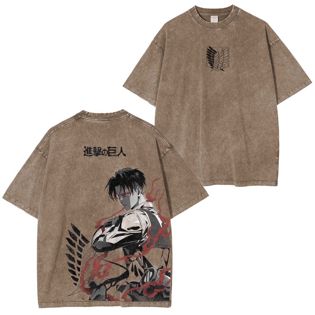 Levi Ackerman Vintage Washed Unisex Polera