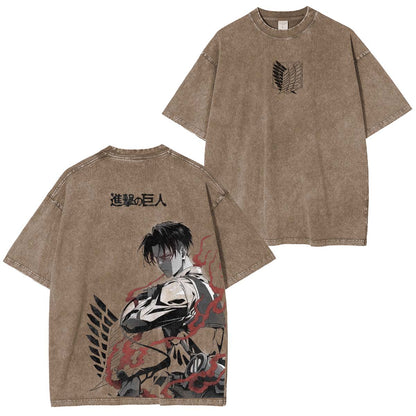 Levi Ackerman Vintage Washed Unisex Polera