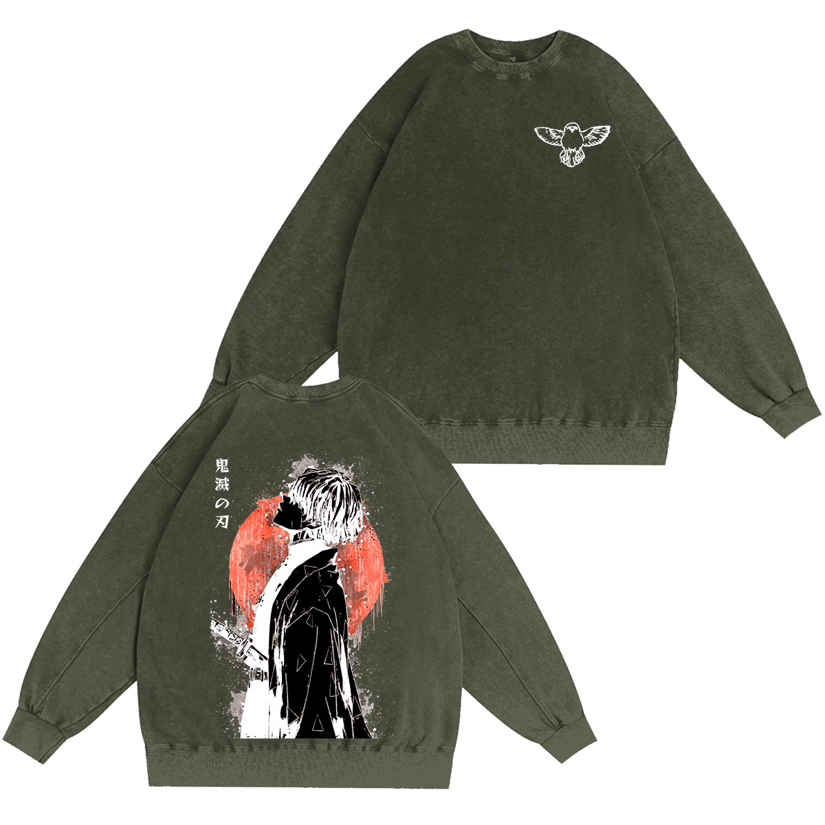 Zenitsu Demon Slayer Anime Unisex Washed Crewneck Sweatshirt