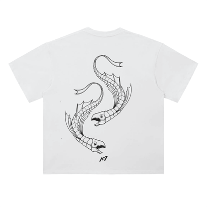 Dark Charisma Fish Streetwear Polera White Heavy Weight