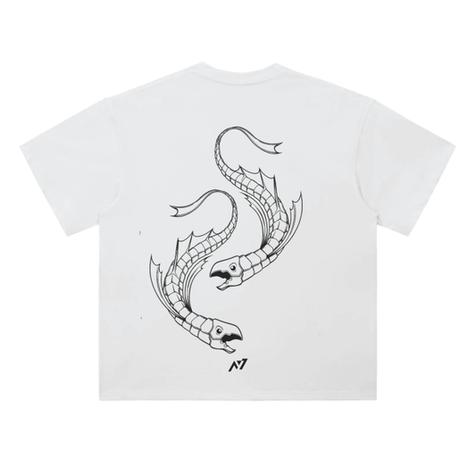 Dark Charisma Fish Streetwear Polera White Heavy Weight