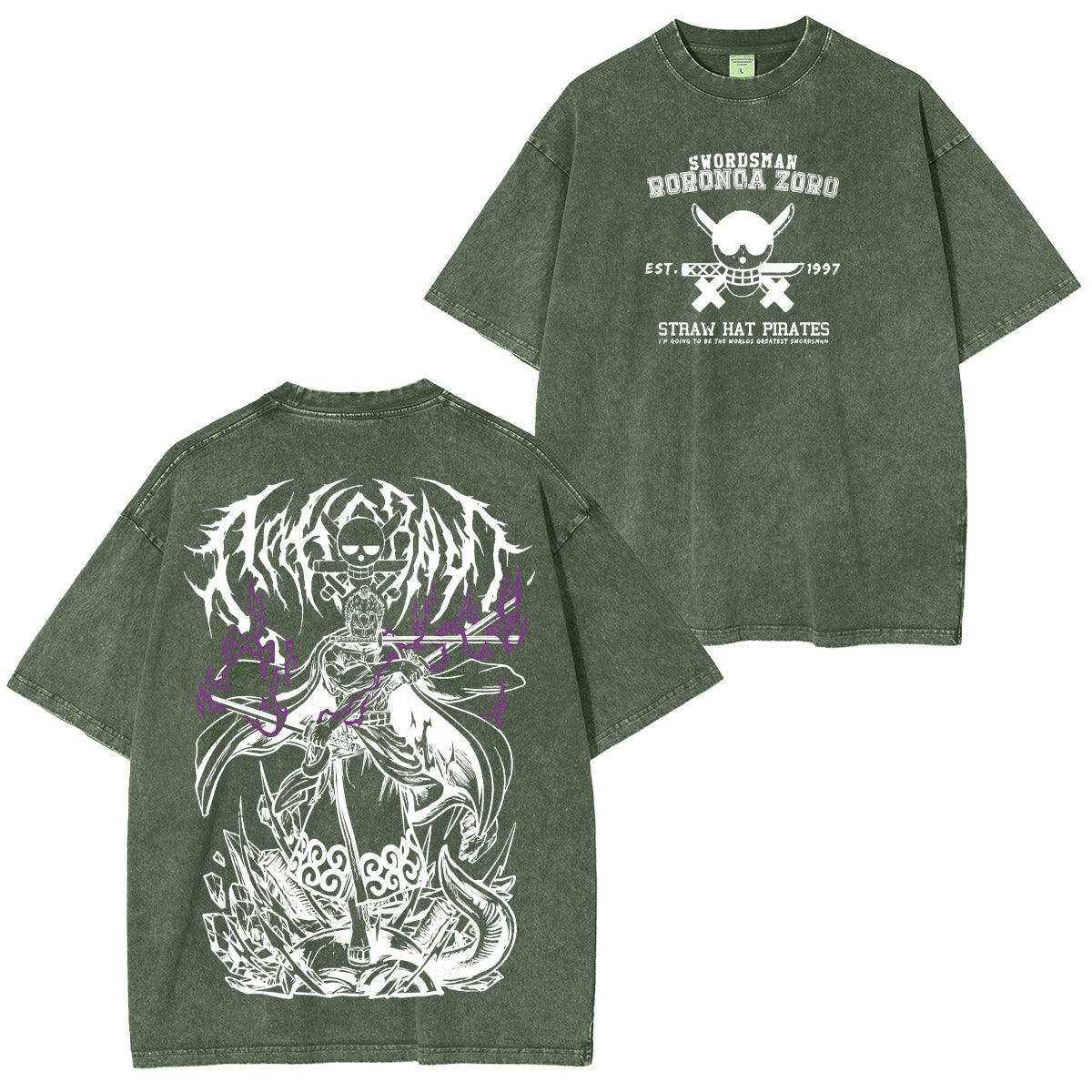 Roronoa Zoro One Piece Anime Unisex Washed T-Shirt/HOODIE